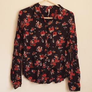 Floral Pattern Button Up with Pockets